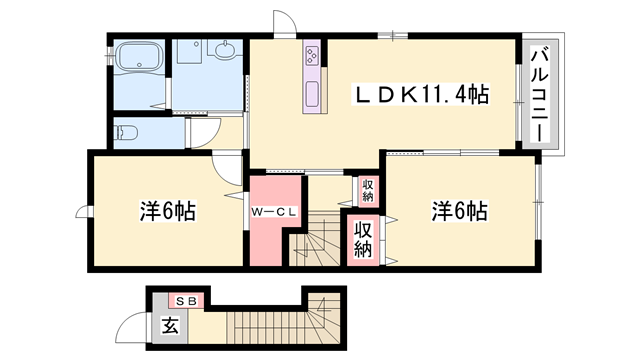 シン.シン.ハウスC(2LDK/2階)の間取り写真