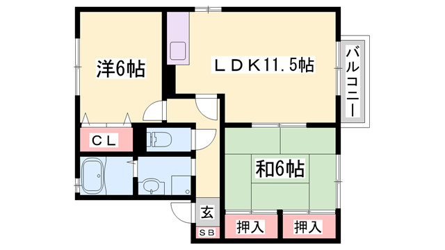 エスポワール 1棟(2LDK/2階)の間取り写真