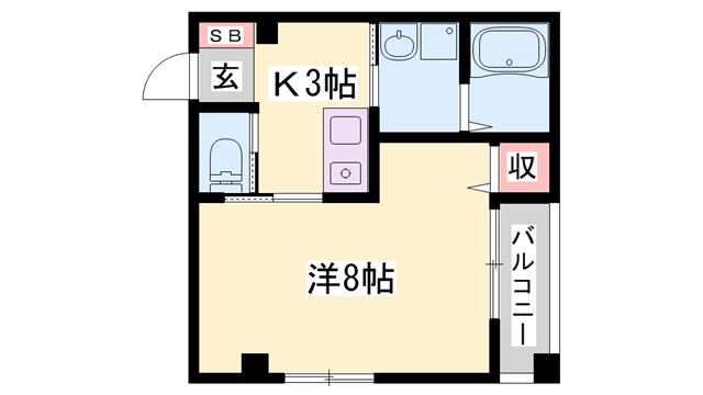 ボヌール姫路STA(1K/5階)の間取り写真