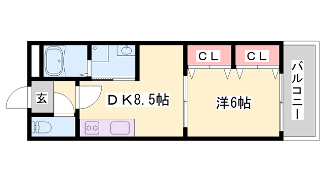 山陽電気鉄道網干線 平松駅 徒歩6分 2階建 築27年(1DK/2階)の間取り写真