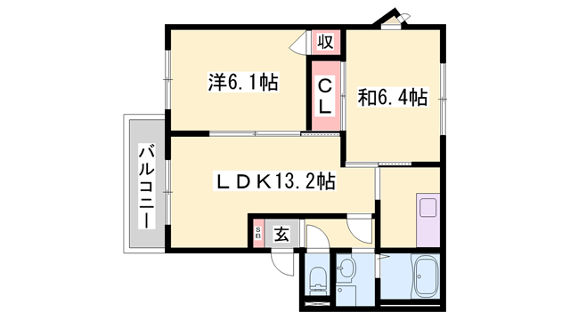 フレグランス北平野(2LDK/2階)の間取り写真