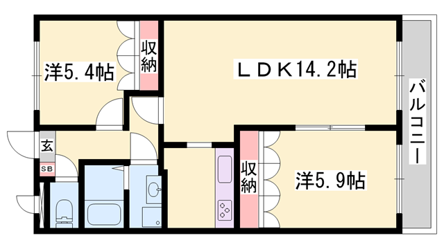 グランパークス(2LDK/2階)の間取り写真