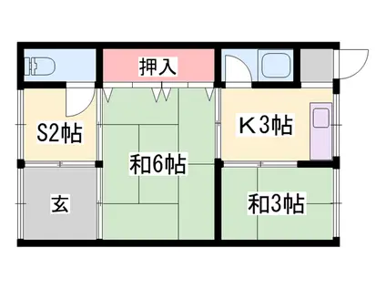 山陽電気鉄道本線 手柄駅 徒歩9分 1階建 築61年(2SK)の間取り写真