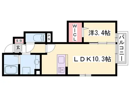 ボヌールひかりが丘(1LDK/1階)の間取り写真