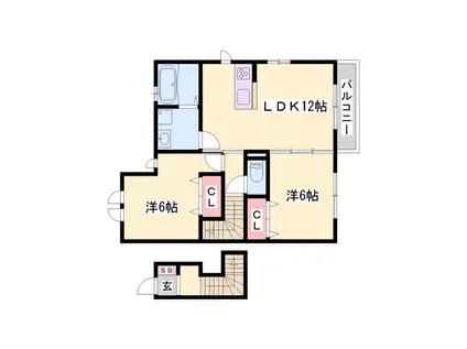 シェルメゾン(2LDK/2階)の間取り写真