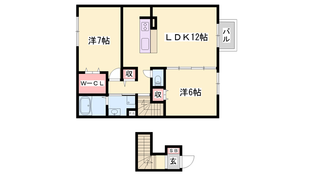 セジュール加佐A(2LDK/2階)の間取り写真