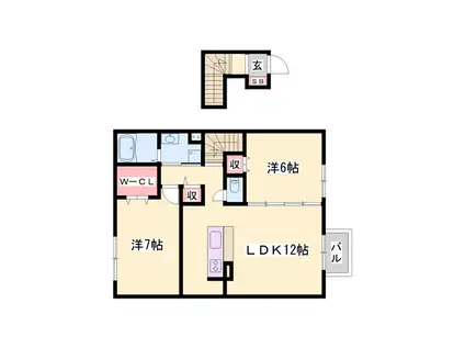 セジュール加佐A(2LDK/2階)の間取り写真