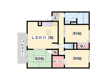 グレイスコートD棟(3LDK/2階)の間取り写真