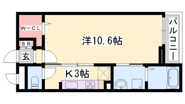 エスペランサ白鷺(1K/1階)の間取り写真