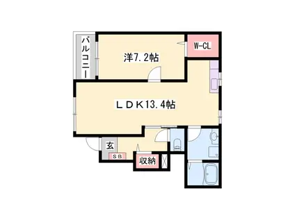 ビオラ・フィオーレ・辻井(1LDK/1階)の間取り写真