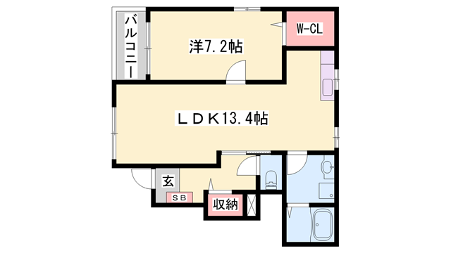 ビオラ・フィオーレ・辻井(1LDK/1階)の間取り写真