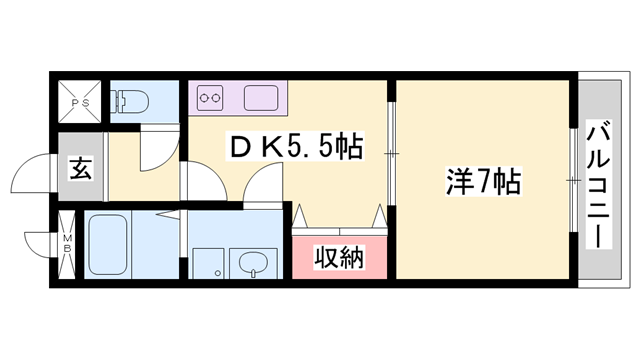 プリヴェール(1DK/1階)の間取り写真