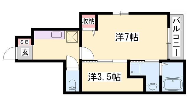 エスペランサⅢ(1K/1階)の間取り写真
