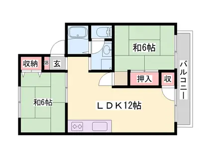 ラ・ジュネス(2LDK/1階)の間取り写真