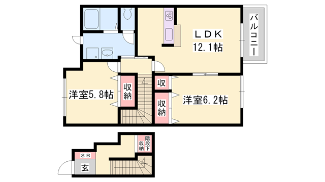 エテルナウェール(2LDK/2階)の間取り写真