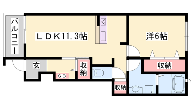 グランディールⅠ-B(1LDK/1階)の間取り写真
