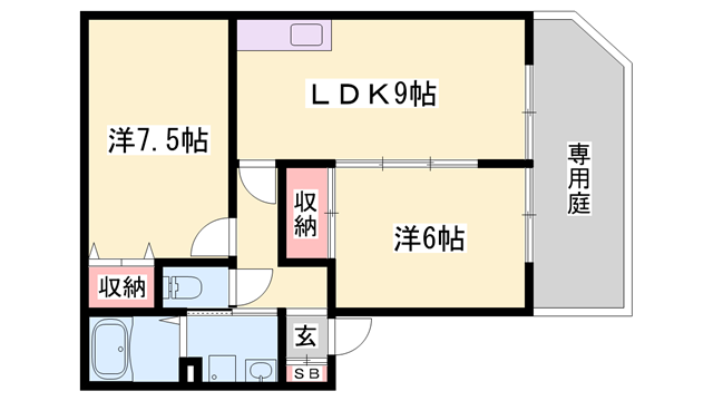 ハイツ ミウラ(2LDK/1階)の間取り写真