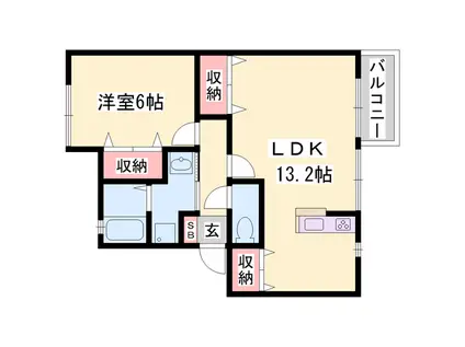 メゾン・ド・ソレイユ(1LDK/1階)の間取り写真