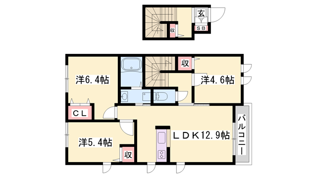 PISO MARIO(3LDK/2階)の間取り写真