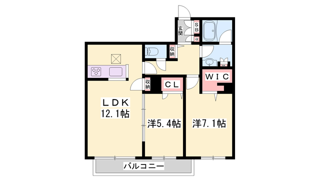 シャーメゾンアトリエール(2LDK/1階)の間取り写真