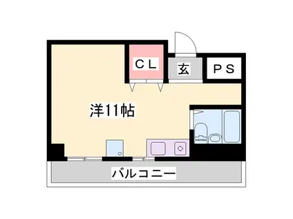 岡本ビル北棟(ワンルーム/2階)の間取り写真