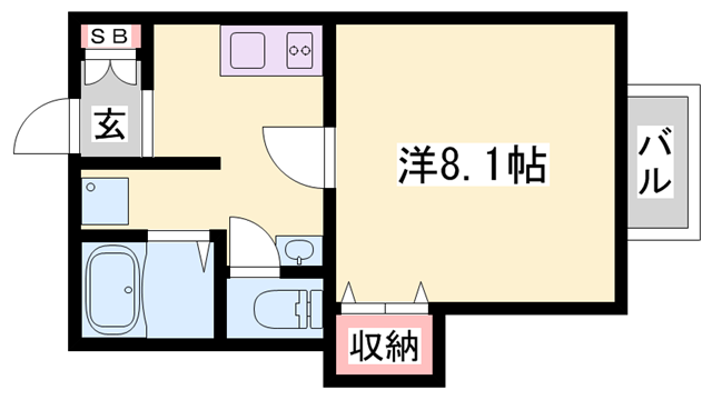 エトランス小松町A(1K/1階)の間取り写真