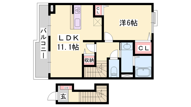 プロス EKIMAE(1LDK/2階)の間取り写真
