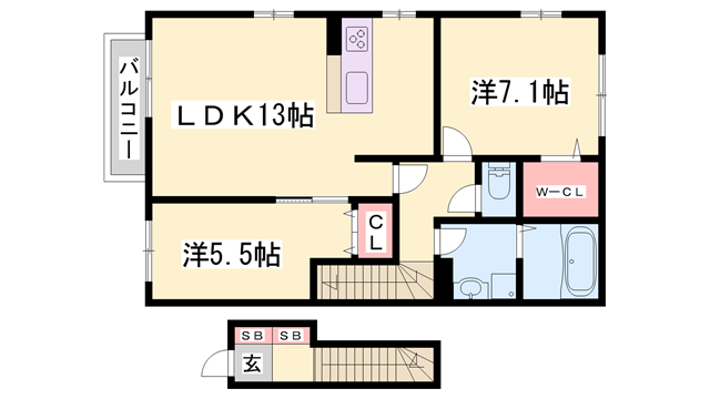 とじめハイツ(2LDK/2階)の間取り写真