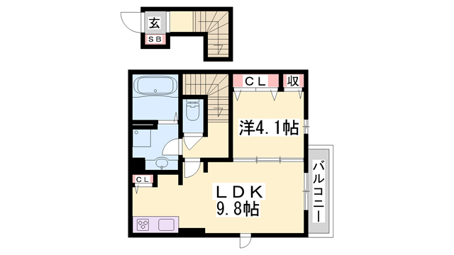 ラ・ペルーズ緑が丘(1LDK/2階)の間取り写真