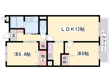 セントポーリア高砂(2LDK/1階)の間取り写真