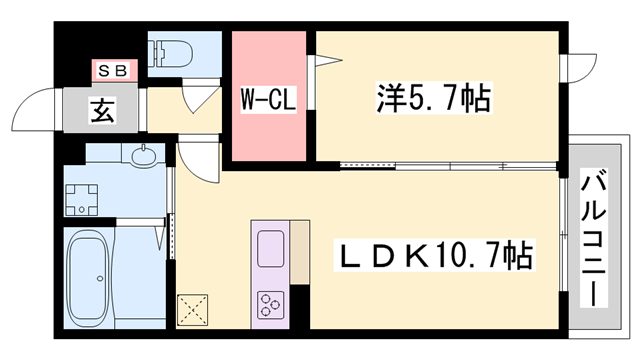 ベルフォーレ(1LDK/1階)の間取り写真