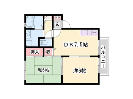 キャッスルハイツ(2DK/2階)の間取り写真