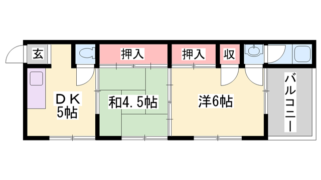 レジデンス アサヒ(2DK/1階)の間取り写真
