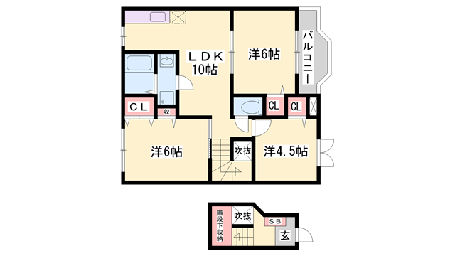 クインシー5(3LDK/2階)の間取り写真