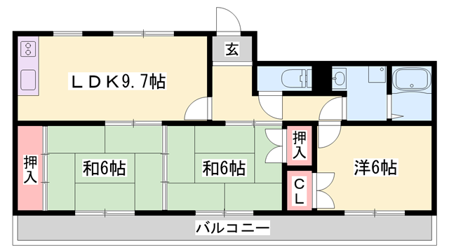 バルビゾン岡田(3LDK/5階)の間取り写真