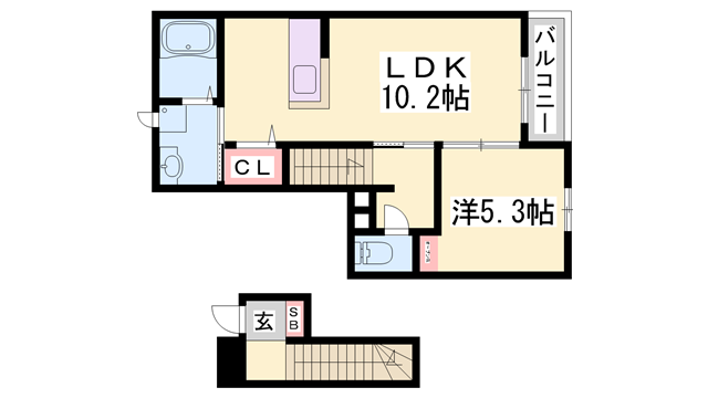 コスモビレッジ(1LDK/2階)の間取り写真