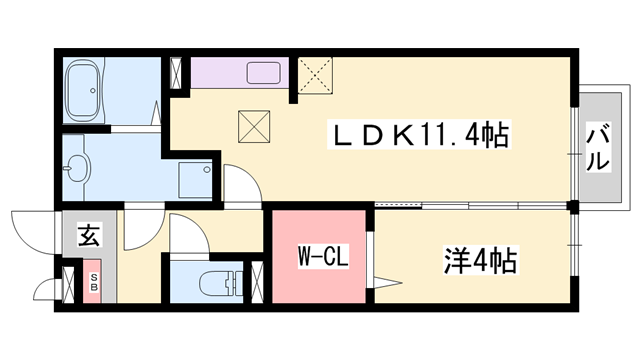 サンシャイン砥堀(1LDK/1階)の間取り写真