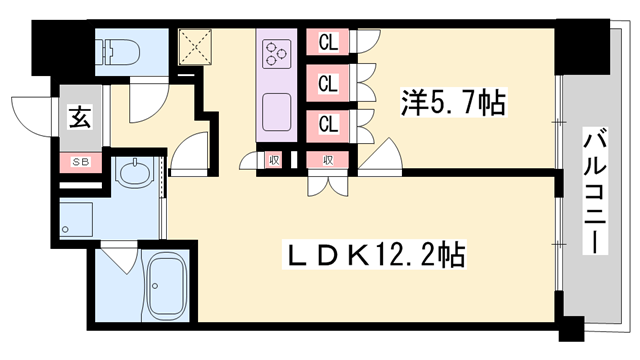 サクラメント駅南大路(1LDK/6階)の間取り写真