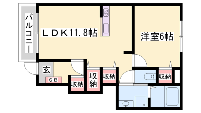 ベル池ノ下(1LDK/1階)の間取り写真