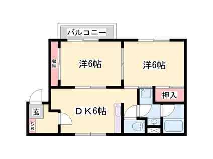 ドミールⅠ(2DK/1階)の間取り写真