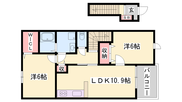ラボールⅠ(2LDK/2階)の間取り写真
