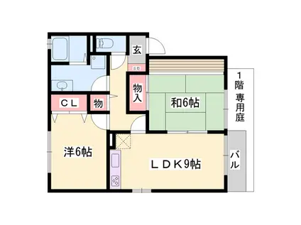 タウンコートオリビエA(2LDK/2階)の間取り写真