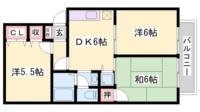 シャルマンイワイ(3DK/1階)の間取り写真