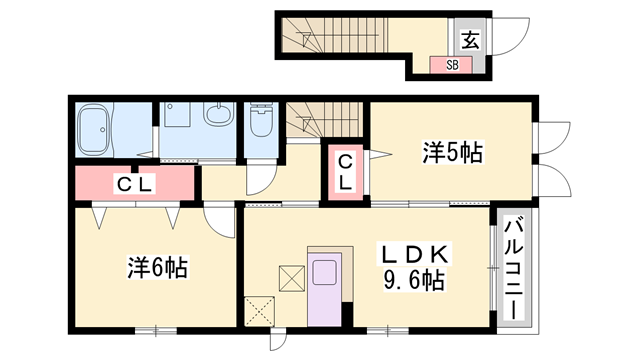 グランデール興浜Ⅰ(1LDK/2階)の間取り写真