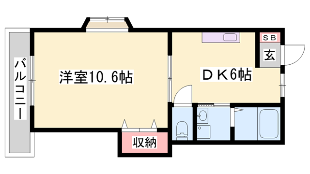 エスポワール(1DK/1階)の間取り写真