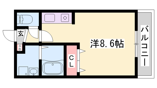 プラティークレーブⅢ(ワンルーム/1階)の間取り写真