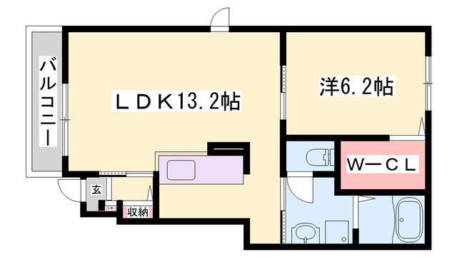 エレガンテ ヴィラⅡ(1LDK/1階)の間取り写真