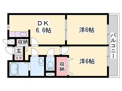 アルカンシエル(2DK/2階)の間取り写真