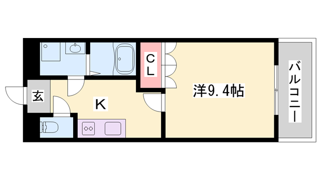 イーストヒルズ(1K/2階)の間取り写真