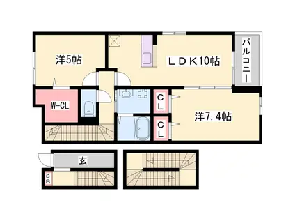 オー テリトワール(2LDK/3階)の間取り写真